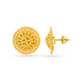 22K Gold Filigree Medallion Pendant with Earrings Set